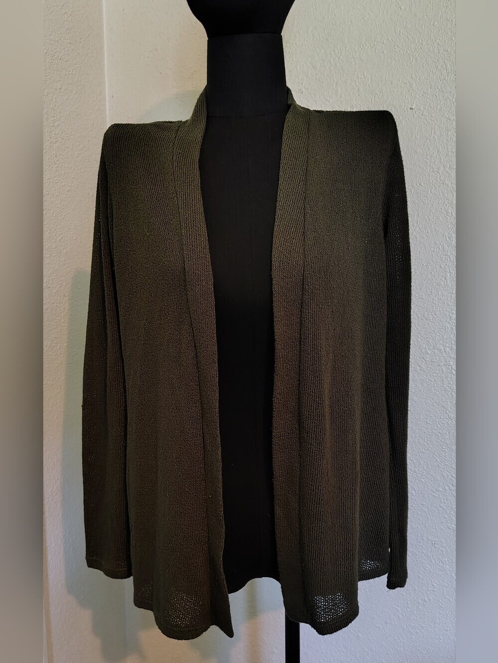 Astrologie California Open-Front Knit Olive Green Cardigan Sweater Women Medium